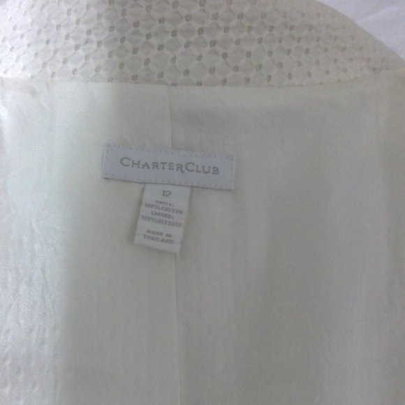 Charter Club NWOT JACKET Size 12 Pants  Size 10 White/Cream Embroidered eyelet - Picture 10 of 10